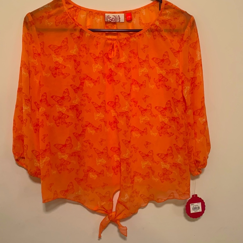 Kohls SO Orange blouse with Butterflies